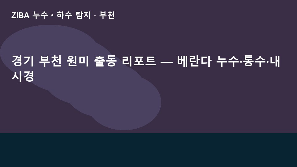 경기 부천 원미 출동 리포트 — 베란다 누수·통수·내시경
